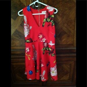 Ted Baker London red floral print sleeveless dress